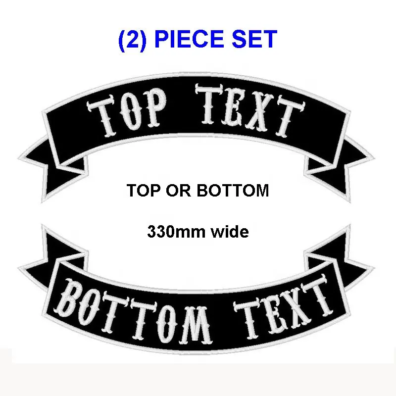 Custom 2PCS 330mm Wide Top or Bottom Embroidered Bike Rocker iron on Patches For Clothing