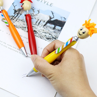 Stylo à bille BECOL promotionnel avec tête de poupée mignonne et duveteuse, stylo créatif avec logo personnalisé, stylo avec expression mignonne pour enfant