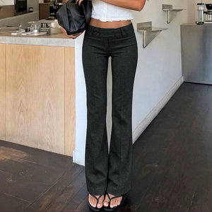 <b>Women</b> High Waist Bootcut Wide Leg Eco-Friendly Casual <b>Summer</b> Solid Color Trousers for Streetwear Office Wear - Product Image 4