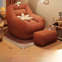 Pouf en velours côtelé confortable avec repose-pieds, canapé lounge individuel surdimensionné, chaise de sol douce rayée pour chambre, salon, appartement