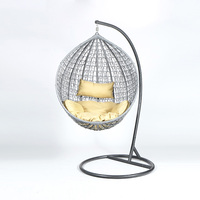2024 nouveau arrivé extérieur rotin chaise métal Base rotin chaise patio balançoires rotin suspendu oeuf chaise avec cadre