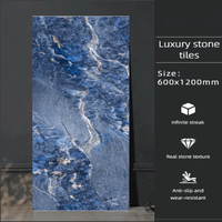 Carreaux de sol en porcelaine émaillée de qualité supérieure 3A, imitation mur de briques bleu or moderne de luxe, antidérapants, 600x1200mm, épaisseur 10mm, CE