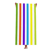 Eco-Friendly Large Size Quick Dry Suede Microfiber Towels Lightweight Recycled Sand Free Stripe Beach Towel With Bag