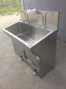 Fregadero MT MEDICAL de acero inoxidable 304, lavabo doble para lavar a mano, lavabo con Sensor automático o Pedal - Product Image 3