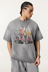 T-<span class=keywords><strong>shirt</strong></span> Homme Oversize Blanc Vintage Style Américain Streetwear avec Motif Peinture à l'Huile Rétro 'Spray Horse Summer' 100% Coton DIY - Product Image 3