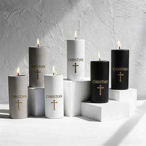 Candelabros Decorativos de Concreto Hechos a Mano con Logotipo Personalizado para Shabat, Ramadán, <span class=keywords><strong>Domingo</strong></span>, Ceremonias Religiosas, Portavelas para Velas Aromáticas - Product Image 3