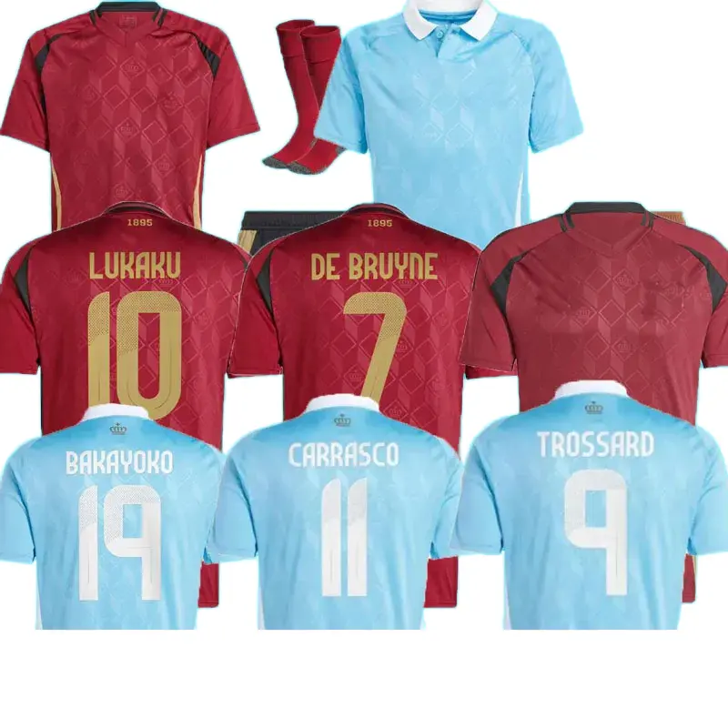 Bélgica 24 25 Fútbol Jersey DE BRUYNE LUKAKU DOKU 2024 Eurocopa Equipo nacional Camiseta de fútbol 2025 Hombres Niños Kit Set Home Away
