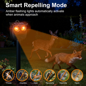 Repellente <span class=keywords><strong>Solare</strong></span> per Animali con Sensore PIR, Spruzzo d'Acqua e Luce Lampeggiante per <span class=keywords><strong>Protezione</strong></span> di Giardini, Cortili e Fattorie - Product Image 2