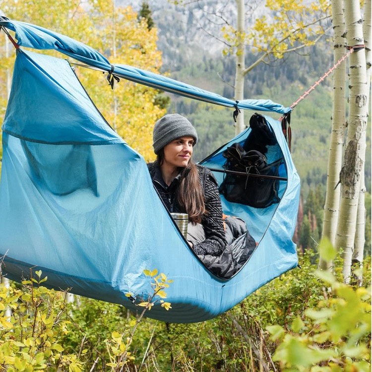 Наружный гамак QIBU OEM для кемпинга, тянущаяся палатка, портативная водонепроницаемая палатка с москитной сеткой