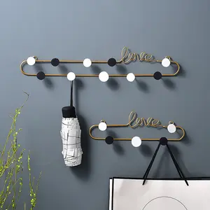 Gold Metal Liefde Muur Gemonteerde Sleutel Hanger 7 Haak Houder Ketting Organizer Opknoping Rack Entryway Opslag Entree Decor