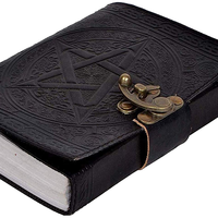 Diario de Cuero Genuino con Tapa Dura y Pentagrama Grabado, Cosido a Mano, Cuaderno de Viaje, Papel de Algodón, Cuaderno de Bocetos para Escribir