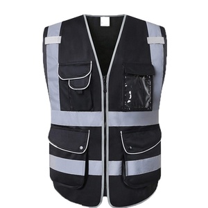 SMASYS حار بيع صديقة للبيئة عاكسة سلامة سترة سوداء مع جيوب - Product Image 1