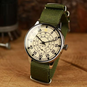 Pilotes soviétiques montre pour homme Vintage trois aiguilles en <span class=keywords><strong>cuir</strong></span> de vachette petit boîtier en acier inoxydable 22cm bracelet en <span class=keywords><strong>cuir</strong></span> - Product Image 4