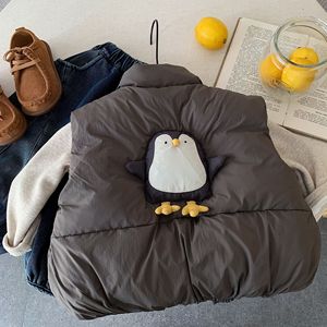 <span class=keywords><strong>Gilet</strong></span> imprimé teint en pièce pour enfants, style coréen, nouveau, pour garçons et filles, motif pingouin mignon, col montant, tendance, passe-partout - Product Image 2