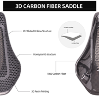 Selle de vélo imprimée en 3D avec fibre de carbone intégrale - 145 mm 185 g 7*9 - Selle de vélo adaptative pour VTT, vélo de route et vélo de gravier