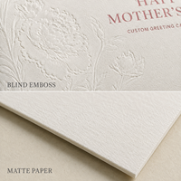 Cartes de vœux florales en relief pour malvoyants, design élégant pivoine, papier texturé mat, cartes personnalisées pour la fête des Mères, remerciements et invitations