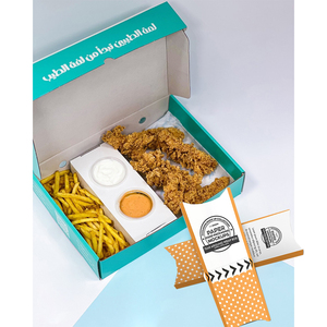 Logotipo de impresión personalizado <span class=keywords><strong>Desechable</strong></span> Shawarma Kebab Fries Box Takeaway Box Togo Chicken Shawarma Catering Caja de embalaje con divisor - Product Image 3