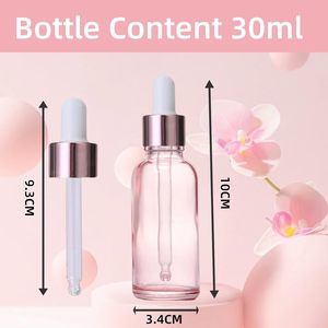 1oz Rose Gold Cylinder Leak-Proof Lid Eye <b>Dropper</b> <b>Bottle</b> 30ml Essential Oil Glass Custom Logo Screen Printed Pink <b>Dropper</b> - Product Image 2