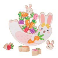 Jouet d'empilage en bois Montessori Lapin Carotte, jeu d'équilibre pour tout-petits, blocs de construction éducatifs, vente en gros