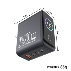 Caricatore GaN AI da 140W con Display Digitale, Adattatore Super Veloce per <span class=keywords><strong>iPhone</strong></span>, Tipo <span class=keywords><strong>C</strong></span>/USB-<span class=keywords><strong>C</strong></span> PD 110V US/EU/UK, Ricarica Intelligente - Product Image 6