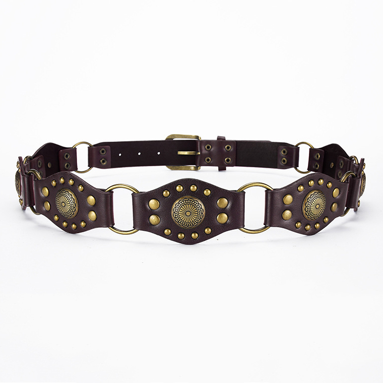 Vintage Studded Floral PU Leather Belt for Jeans Mealah Womens-Western-Belt Rhinestone-Cowboy-Cowgirl Belt  main image 2