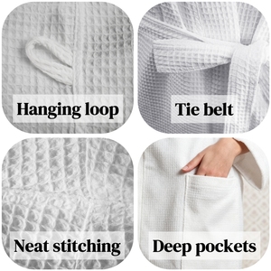 Peignoir de luxe léger en coton gaufré, séchage rapide, couleur et logo personnalisables, unisexe, pour hôtels 5 <span class=keywords><strong>étoile</strong></span>s, spas et usage domestique - Product Image 2