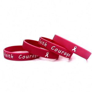 Bracelets de sensibilisation au cancer du sein en silicone rose, bracelets de sport pour femmes, vente chaude, sensibilisation au cancer du sein - Product Image 3