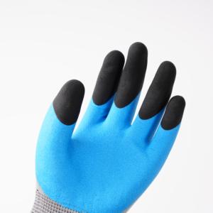 Guanti da lavoro da giardino rivestiti in lattice di schiuma blu doppia immersione - Product Image 4