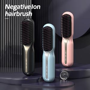 Nouvelle brosse lissante sans fil rechargeable par USB, anti-brûlure, légère, portable, brosse lissante ionique à chaleur - Product Image 4