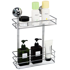 Organizzatore da Parete in Bambù Adesivo (2 Pezzi) con Cesto Portaoggetti in Metallo per Doccia, Senza Foratura, in Acciaio Inossidabile Antiruggine - Product Image 1