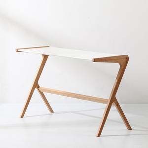 Nordic Style Solid Wood <b>Desk</b> White Top Natural Wood Legs Modern Minimalist Study Table For Home Office - Product Image 4
