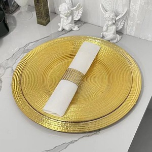 All'ingrosso più economico rotondo 13 "oro brillante decorazione di nozze piastre di plastica del caricatore - Product Image 4