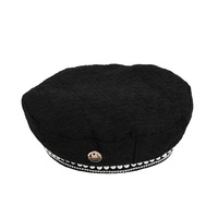 Béret noir pour femme, décoré de fausses perles et de strass, style japonais coréen, rétro vintage, chapeau tendance automne hiver