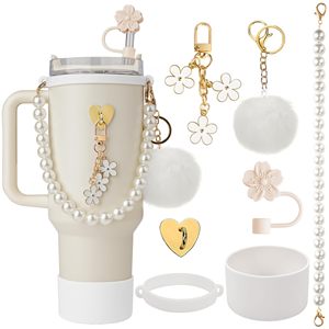 Ensemble d'accessoires Stanley Cup : Petite paille parfumée, bouchon anti-poussière, poignée de paille fleurie, ornement, sac de transport pour tasse perlé, cadeau unique pour femme - Product Image 2