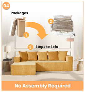 Ensemble de canapés sectionnels modernes en suède terre cuite de qualité supérieure, rembourrés en mousse sans armature, tissu personnalisé, pour salon, emballé sous vide - Product Image 6