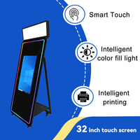 Machine de photomaton portable ZZT Dropshipping avec écran tactile, miroir LED, télécommande, cadre de photomaton
