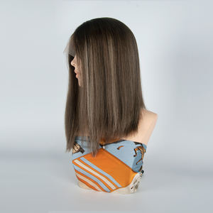 Perruque casher Yuanzhen Factory, cheveux humains brun foncé, perruque juive à dentelle frontale en stock - Product Image 4