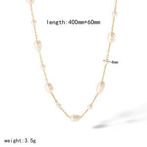 สร้อยคอมุกประดับดาว ลูกปัดทอง สร้อยคอแฟชั่นสำหรับผู้หญิง งานปาร์ตี้ สร้อยคอไข่มุกเทียมแบบหลายชั้น สร้อยคอคล้องไหปลาร้า เครื่องประดับแฟชั่น - Product Image 3