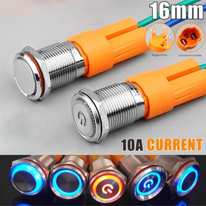 Lanboo 16 Mét cao-hiện tại <span class=keywords><strong>push</strong></span> button chuyển 10A 9-24V 220V Vỏ được làm bằng đồng mạ chrome và thép không gỉ - Product Image 5