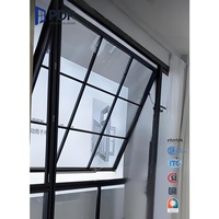Ventana de Toldo Francesa Exterior de la Serie PDP 125, con Rejilla de Acero Inoxidable, Marco de Aleación de Aluminio, Estilo Posmoderno para Exteriores