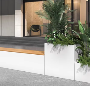 Bac à fleurs en acier inoxydable avec sièges, design moderne, adapté à l'installation en DIY avec des rampes d'escalier/de balcon - Product Image 3