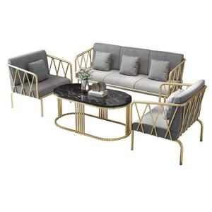Canapé en tissu et fer de style nordique, chaise de salon moderne et élégante de haute qualité pour hôtel de luxe, ensemble de canapés avec dossier - Product Image 2