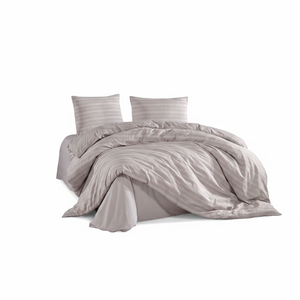 Parure de lit Varol 100 % coton satiné à rayures, 300 fils, motif floral, pour usage domestique, avec drap-housse King Size inclus - Product Image 2