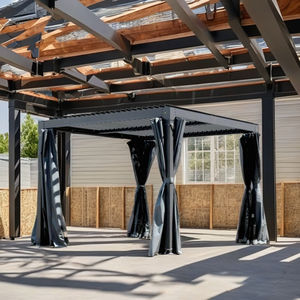 <span class=keywords><strong>Kit</strong></span> de pergola à persiennes en aluminium de <span class=keywords><strong>découverte</strong></span> d'arrière-cour en bois avec la conception extérieure d'arche de gazebo de jardin de patio en métal couvert de toit de bricolage - Product Image 4