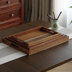 Acacia Wood <b>Tea</b> <b>Tray</b> Rectangular With Handle For Serving Food And Drinks - Product Image 1