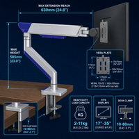 Bras de moniteur articulé à longue portée, pivotant et inclinable, pour bureau et domicile