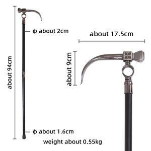 Canne de marche en métal avec manche marteau, longueur réglable, détachable, accessoire de costume cosplay, bâton avec embout en caoutchouc pour déguisement et spectacle - Product Image 3