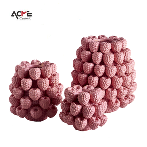 Jarrón de Cerámica con Forma de Fruta, Diseño Interior Moderno y Creativo Personalizado, Color <span class=keywords><strong>Rosa</strong></span> Frambuesa y Fresa, para Interiores - Product Image 3