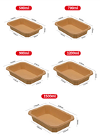 Boîte à emporter en papier kraft durable de haute qualité avec couvercle transparent 400/500/650/750/1000/1200ML Plateau carré en papier