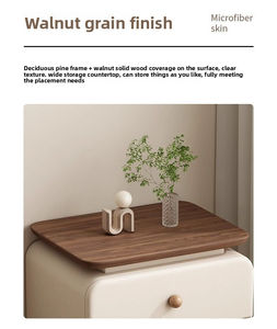 โต๊ะข้างเตียงที่ทนทานแบบไม่ต้องติดตั้งตู้ขนาดเล็กสไตล์ครีมเรียบง่ายทันสมัยสำหรับบ้านห้องนอนที่เก็บของทำจากหนัง - Product Image 5